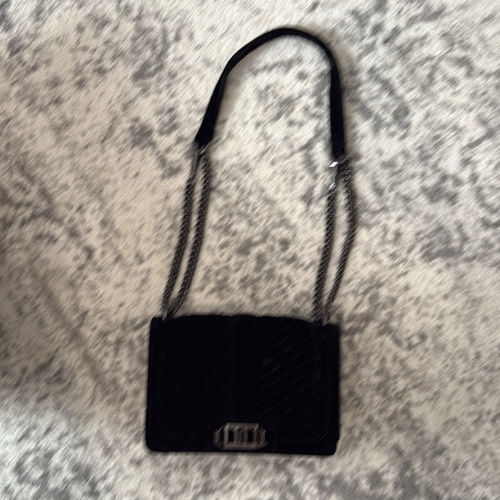 Rebecca Minkoff Black Velvet Shoulder Bag Crossbody Bag - Picture 2 of 6